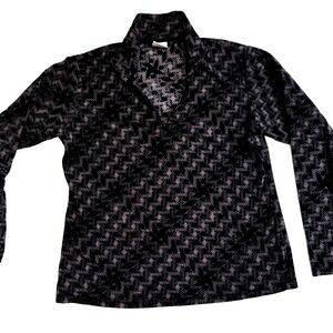 Columbia Sportswear Company Fleece Pullover Jacket Black Gray Pattern Size L